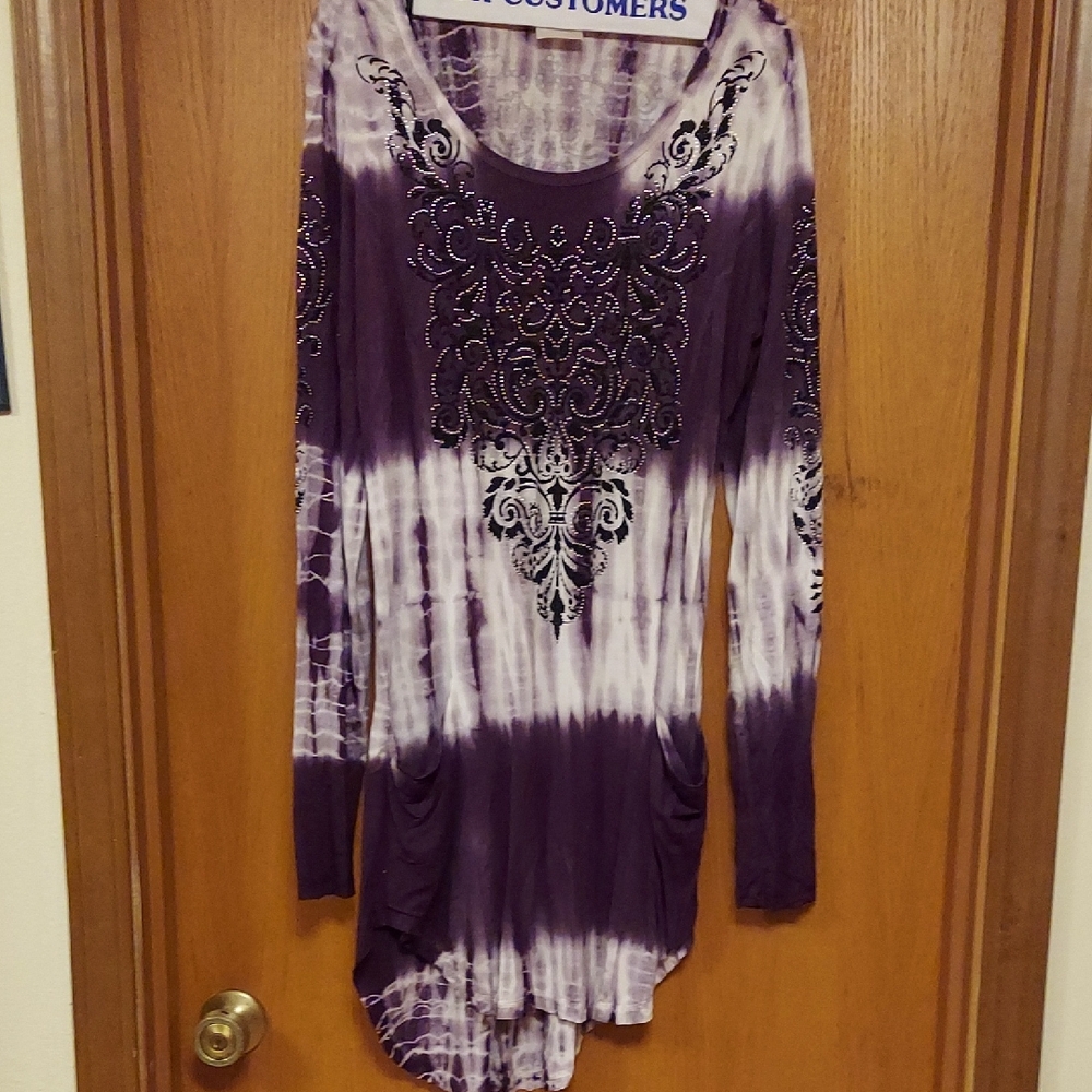 Vocal Purple and White Mini Dress